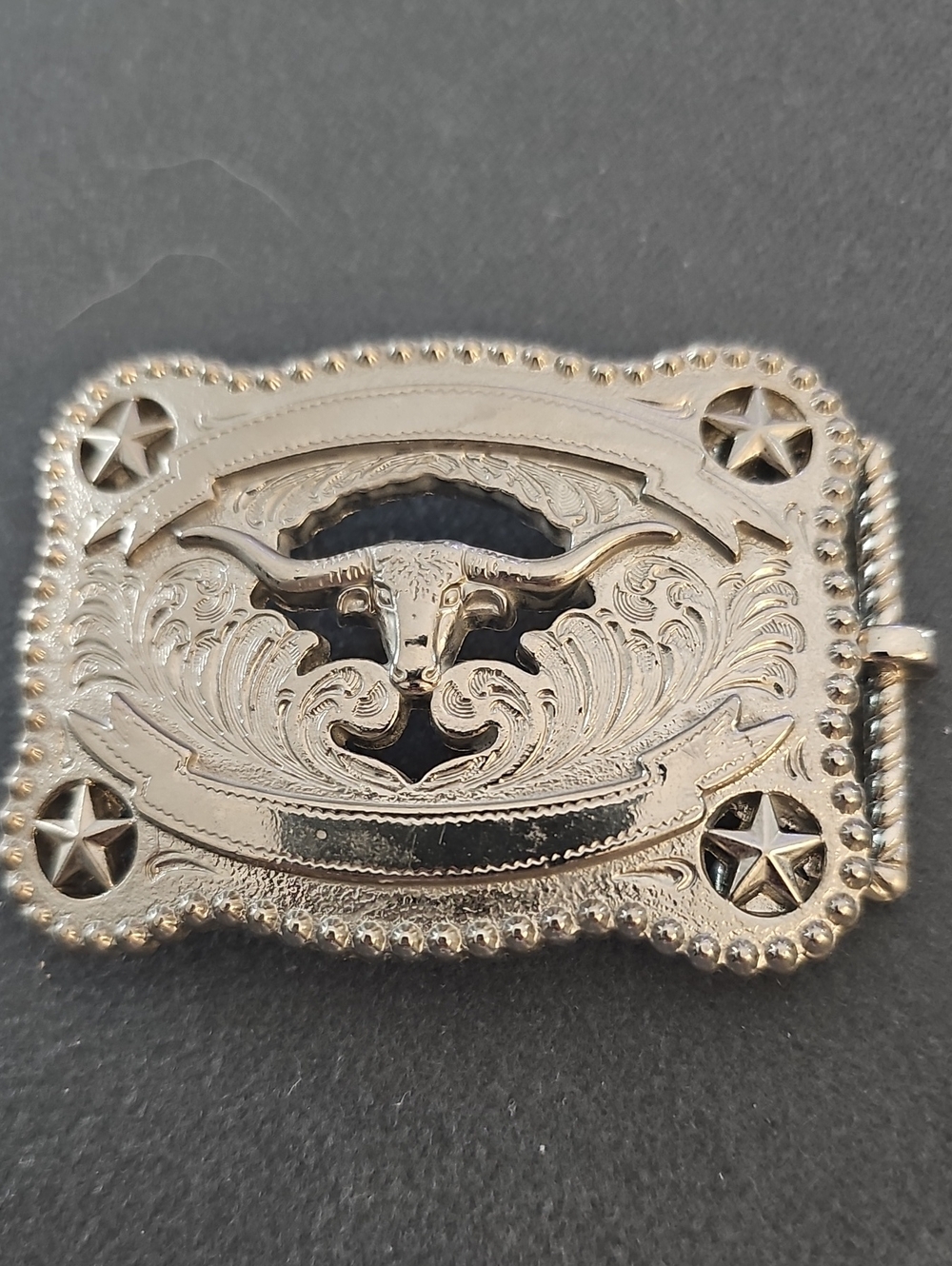 Western Nocona‎  Longhorn Buckle in Shiny Metallic Finish. Good Used Condition.